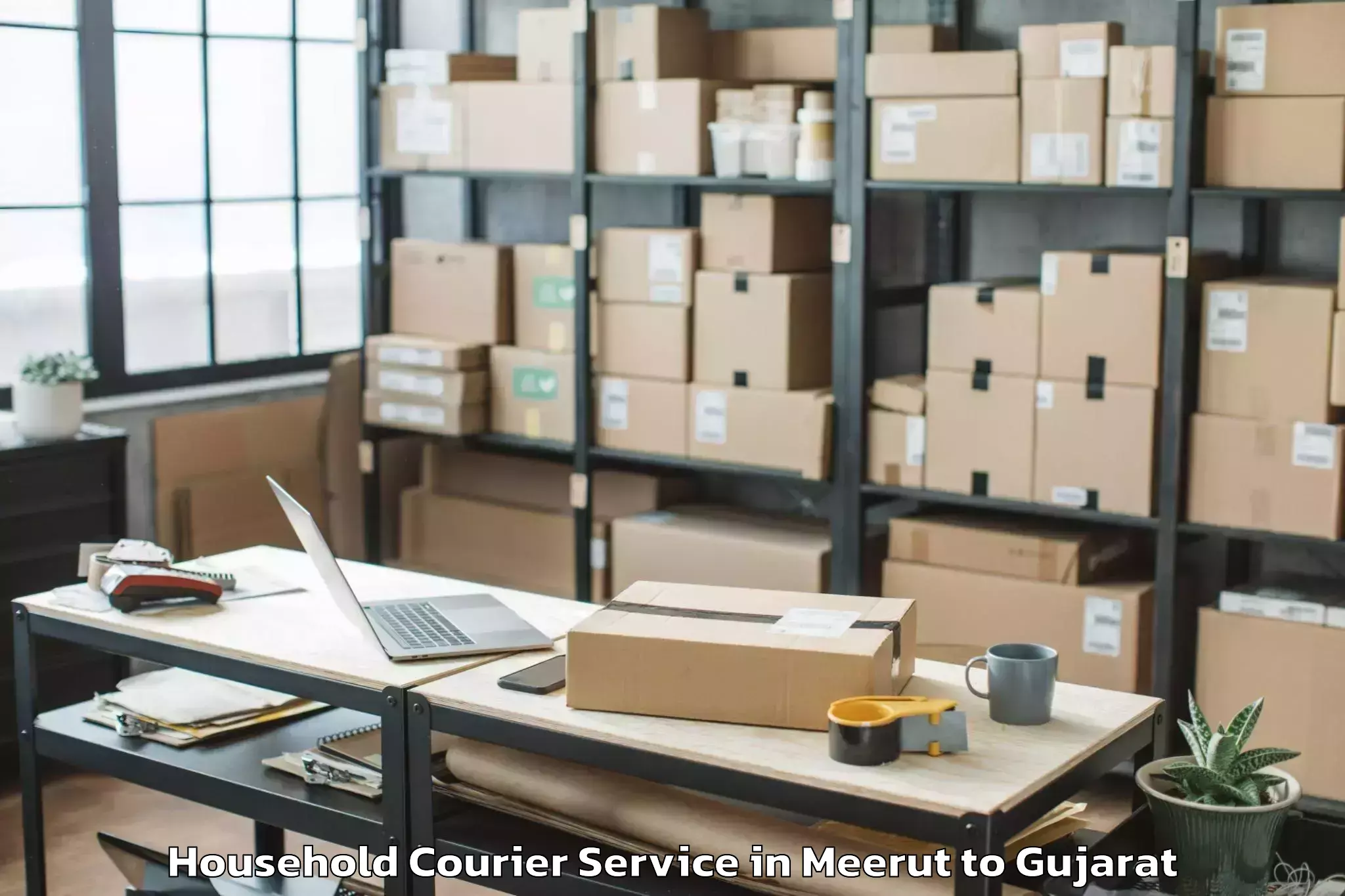 Professional Meerut to Khambha Household Courier